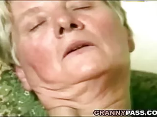 Elderly grandmother indulges in hardcore anal sex with younger lover.